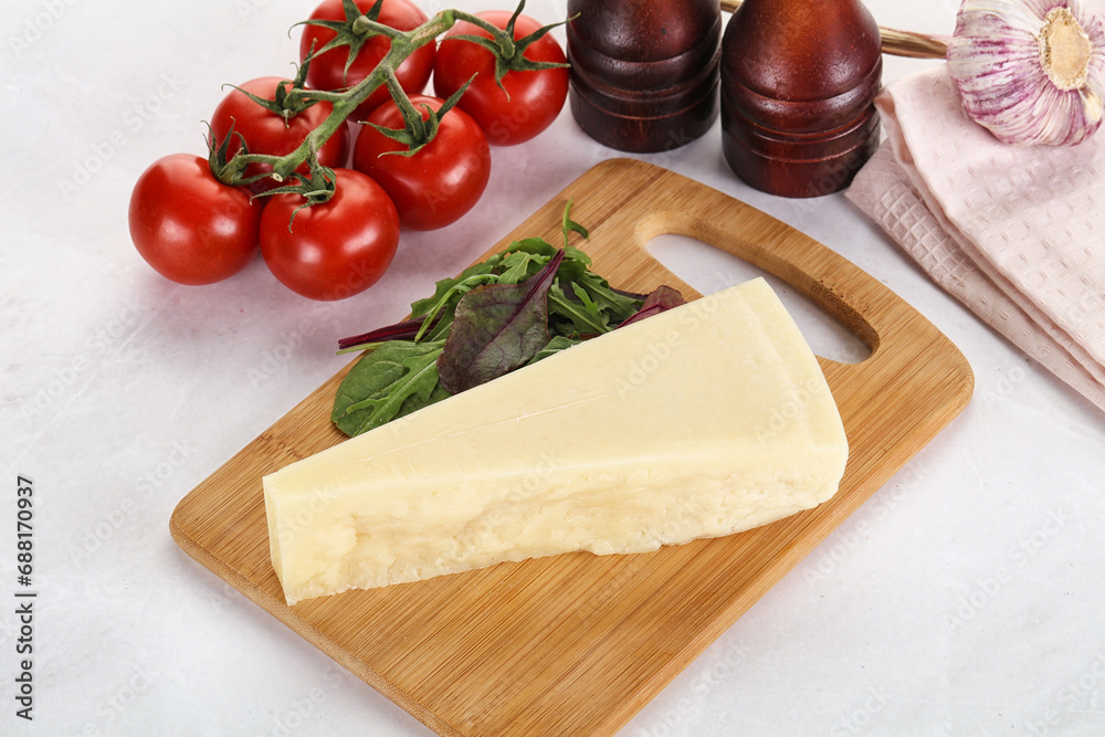 Piece Italian hard parmesan cheese Piece Italian hard parmesan cheese