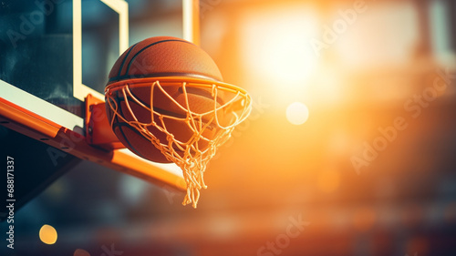 close up of basketball ball with copy space