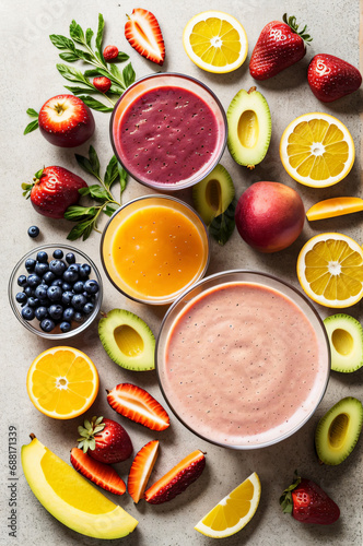 variety of healthy fruit smoothies