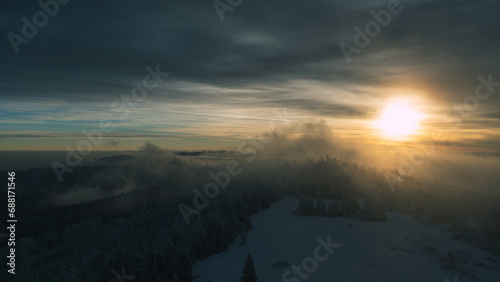Panoramic View, Winter in Gorce Mountains, Lubań, Poland, Europe