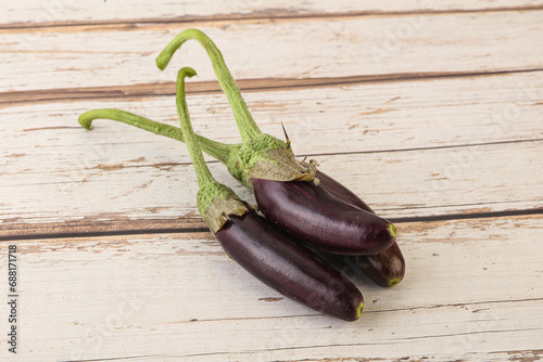 Baby organic purple eggplant heap