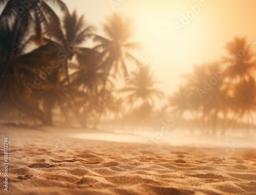 sand on a beach with palm trees as background background 