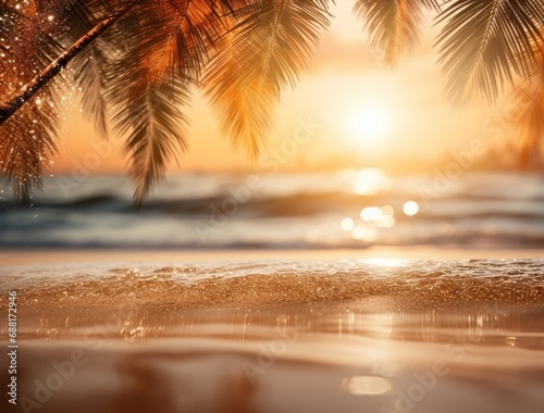 sand on a beach with palm trees as background background,