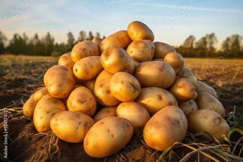 Pile of potatoes in a field
