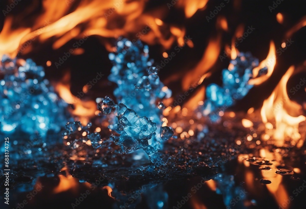 Abstract image of fire and ice meeting in violent beauty