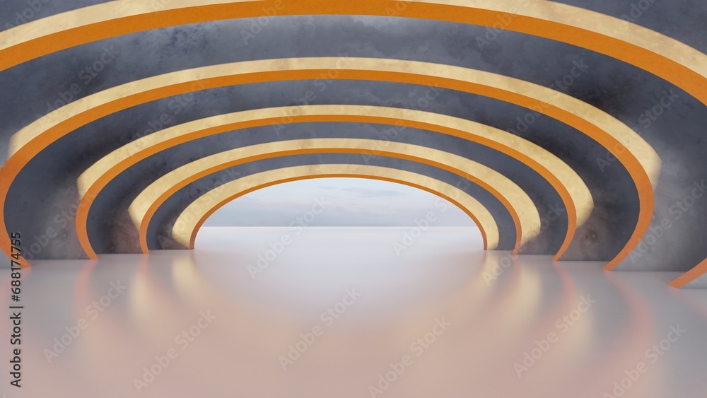 Obraz premium Abstract architecture background arched interior 3d render