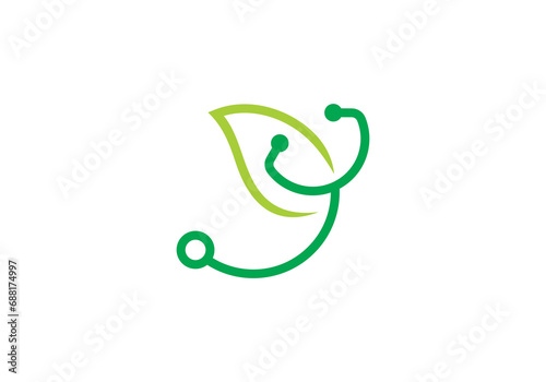 leaf stethoscope logo healthcare and medical design vector illustration