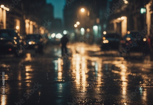 Night city street under the rain