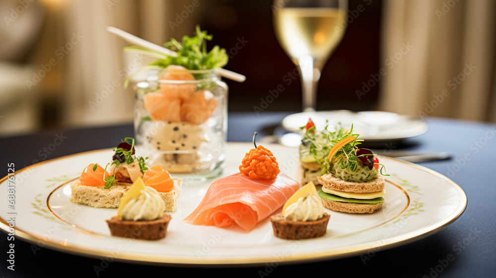 Food, hospitality and room service, starter appetisers as exquisite cuisine in hotel restaurant a la carte menu, culinary art and fine dining Food, hospitality and room service, starter appetisers as exquisite cuisine in hotel restaurant a la carte menu, culinary art and fine dining