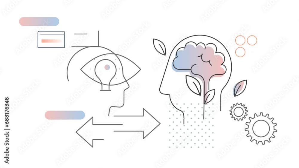 Human Psychology Fixed Vs Growth Mindset - Abstract Animated Illustration as MP4 File