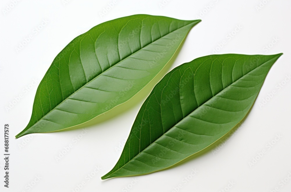two green leaves and leaves move on white background, two green leaves and leaves move on white background,