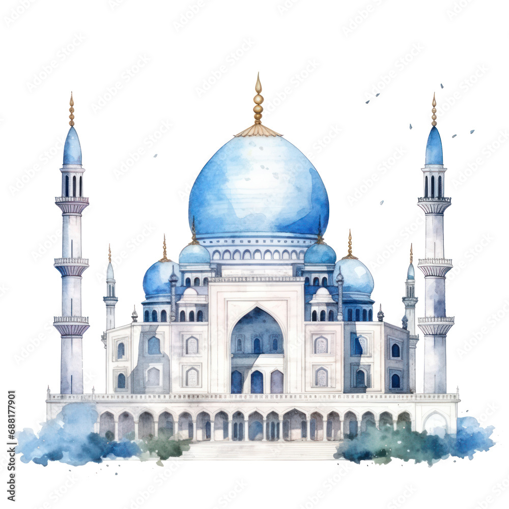 Fototapeta premium watercolor mosque isolated