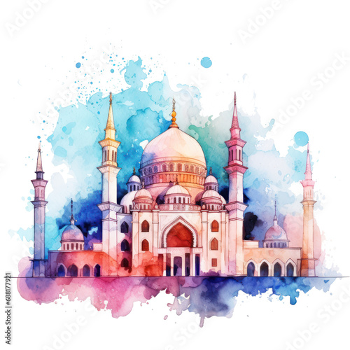 watercolor mosque isolated
