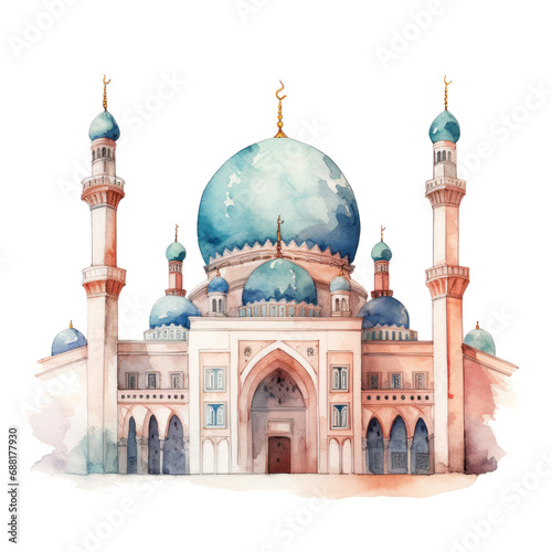 watercolor mosque isolated
