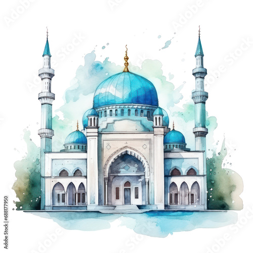 watercolor mosque isolated