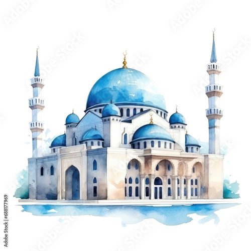 watercolor mosque isolated