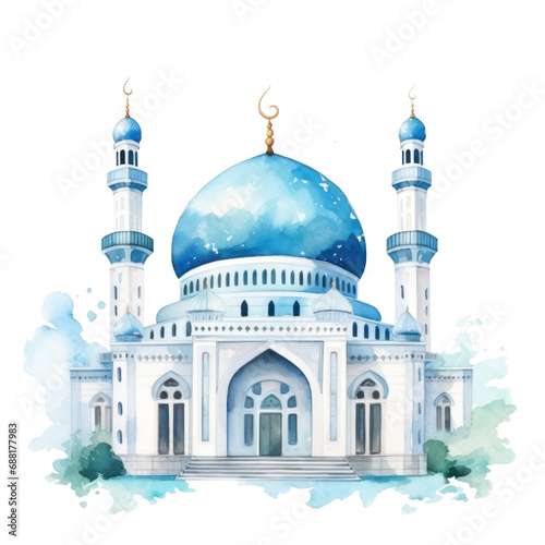 watercolor mosque isolated