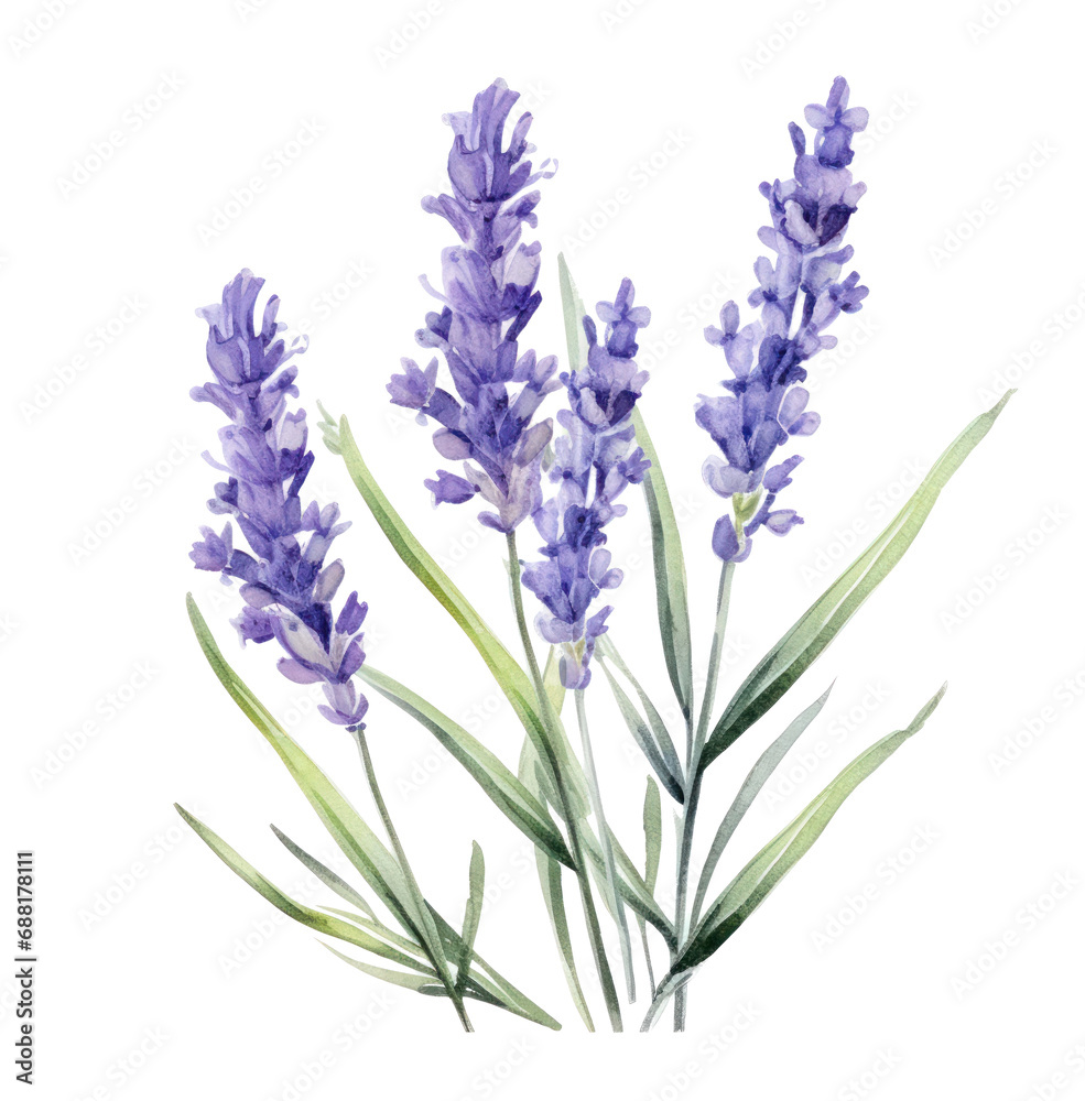 Naklejka premium watercolor lavender flowers, isolated