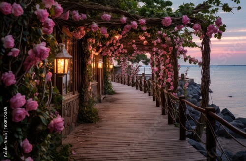 wedding party walkway by the sea,