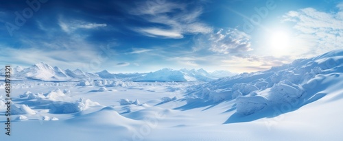 winter landscape background with snow covering the ground, © olegganko