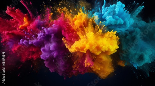 vibrant powder explosion: dynamic burst of color on dark background