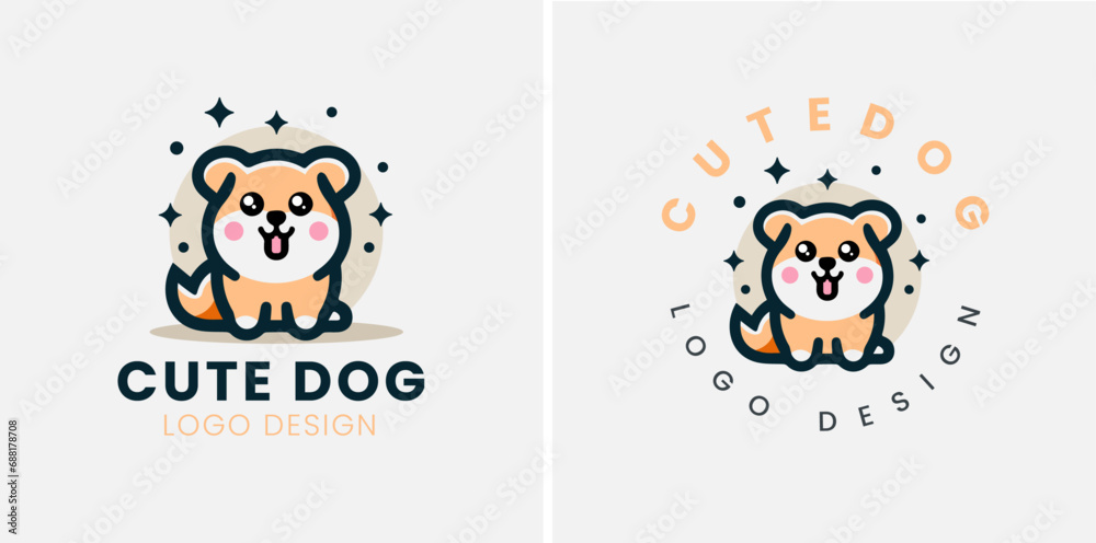 Cute dog logo vector, dog pet logo design vector template, vector illustration of a cute puppy.
