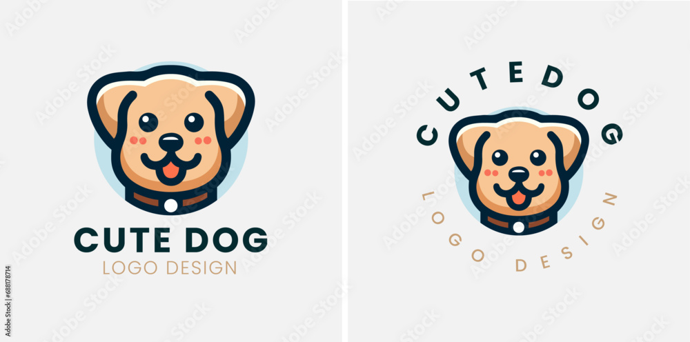 Cute dog logo vector, dog pet logo design vector template, vector illustration of a cute puppy.
