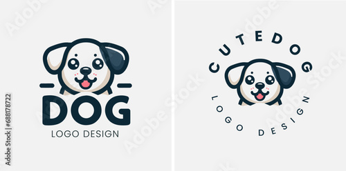 Cute dog logo vector, dog pet logo design vector template, vector illustration of a cute puppy.