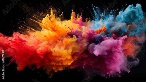 vibrant powder explosion: dynamic burst of color on dark background