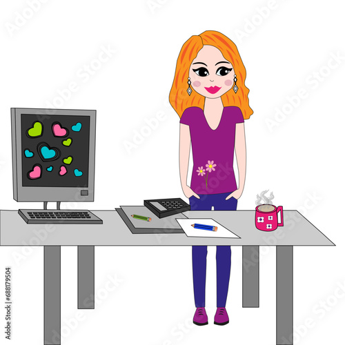 Mujer trabajando en despacho.