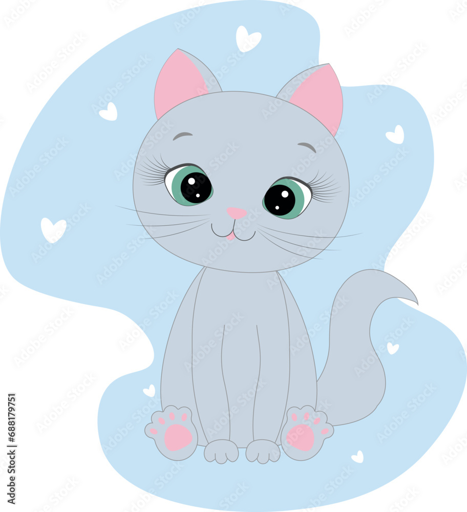 Cute cat kitty illustration grey Cute cat kitty illustration grey