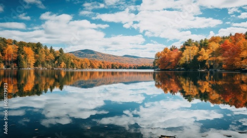 Rustic Trees and Calm Lake in New York