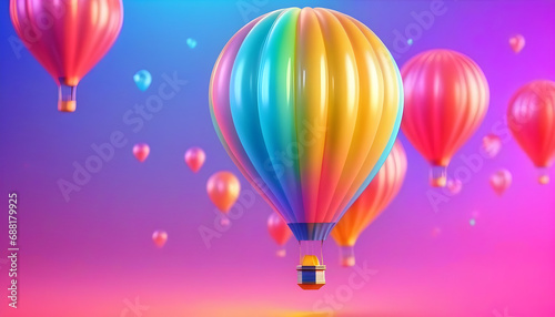 Colorful hologram hot balloon style background.
