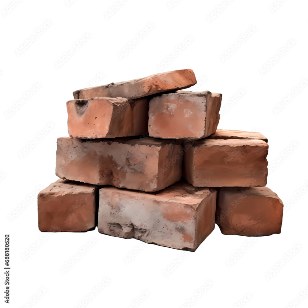 Old bricks isolated on transparent background Old bricks isolated on transparent background