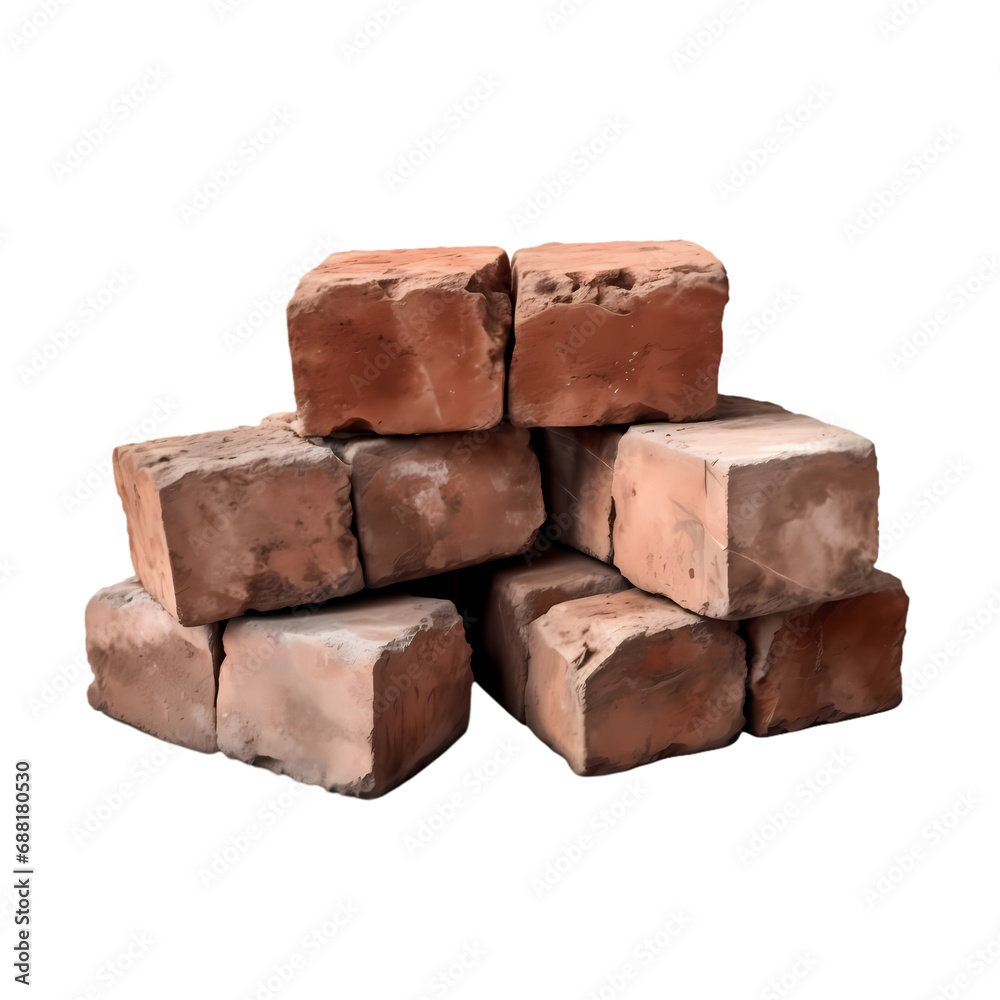Old bricks isolated on transparent background Old bricks isolated on transparent background