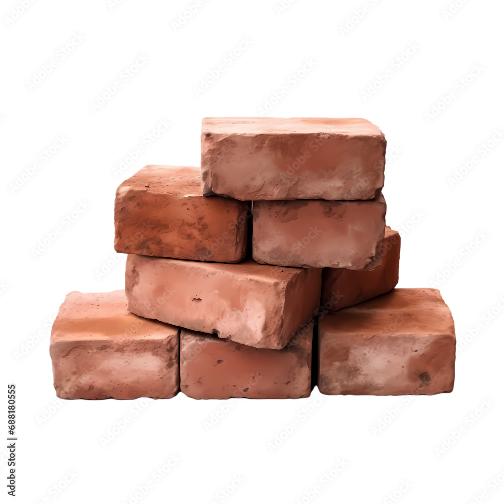 Old bricks isolated on transparent background Old bricks isolated on transparent background
