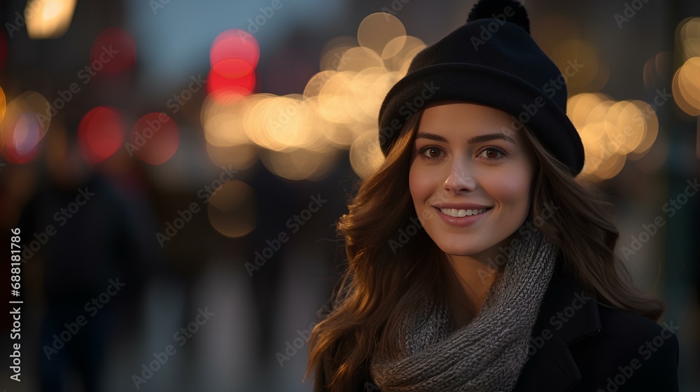 mysterious smile of a captivating female spy in a charming city. a model in modern and sophisticated fashion. generative AI mysterious smile of a captivating female spy in a charming city. a model in modern and sophisticated fashion. generative AI
