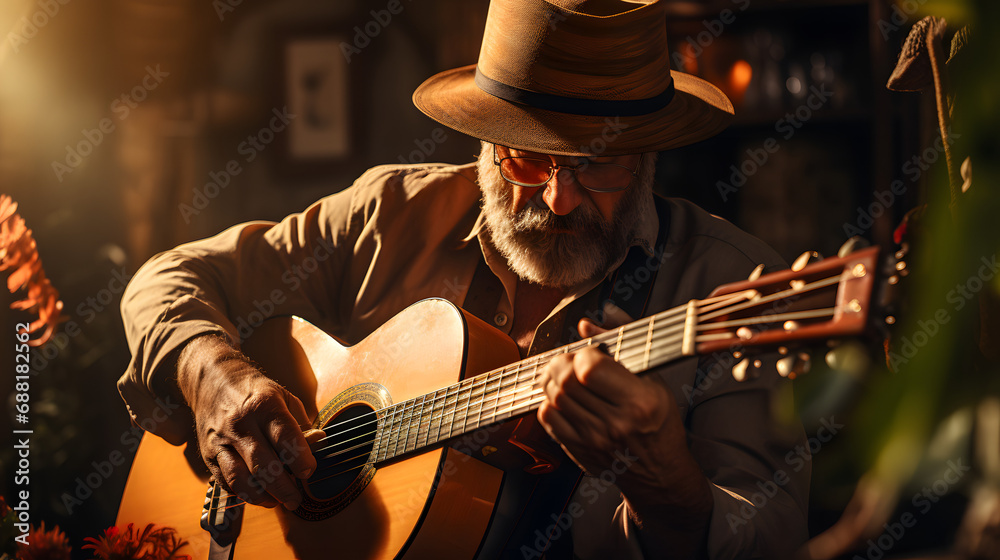 Obraz premium Playing Classical Guitar with Passion