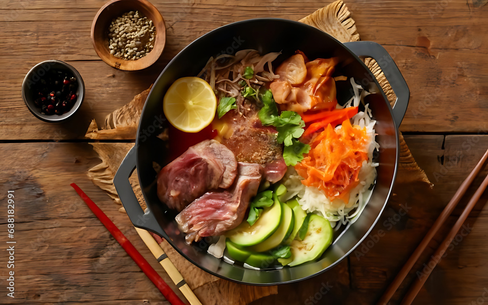 Capture the essence of Sukiyaki in a mouthwatering food photography shot Generative AI Capture the essence of Sukiyaki in a mouthwatering food photography shot Generative AI