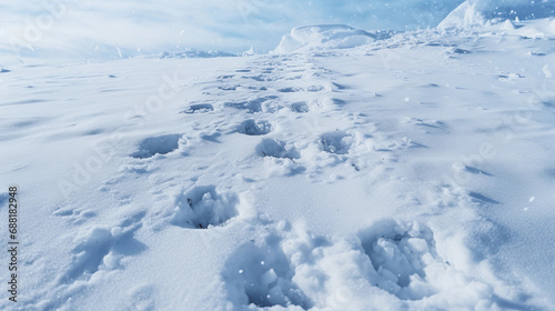 Deep Snow Tracks with Crisp Texture: A Winter Wonderland Captured in Stunning Detail © Linus