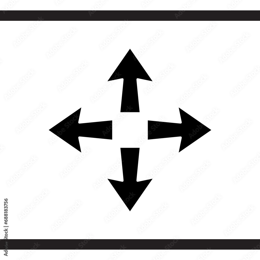 Outward arrow icon vector. Four Arrows icon sign symbol vector. Arrows pointing outward vector icon illustration isolated on white background Outward arrow icon vector. Four Arrows icon sign symbol vector. Arrows pointing outward vector icon illustration isolated on white background