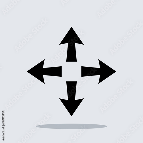 Free Download Outward arrow icon vector. Four Arrows icon sign symbol vector. Arrows pointing outward vector icon illustration isolated on gray background - GFXLoad