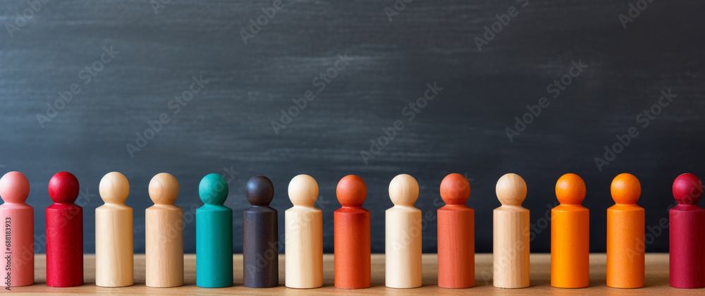 Wooden and colorful figurines symbolizing diversity and inclusion. ai generative Wooden and colorful figurines symbolizing diversity and inclusion. ai generative