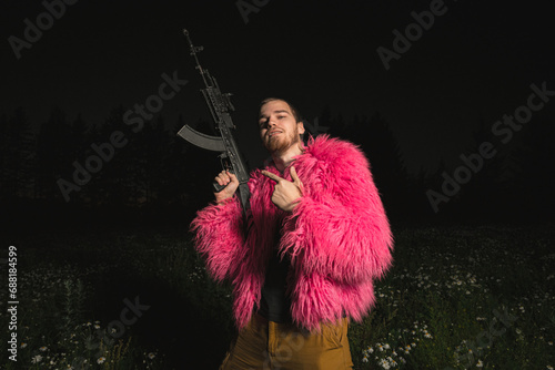 Slika na platnu Pink fur coat