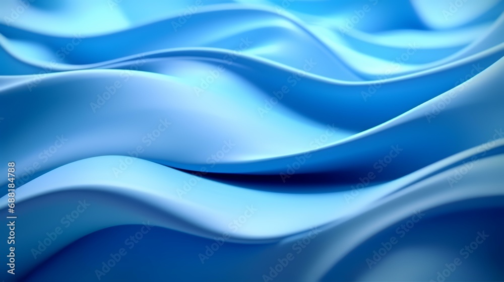 Obraz premium abstract blue background with smooth lines and waves, 3d render