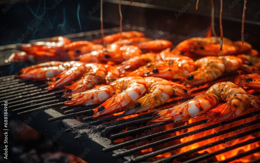 Delicious shrimp on the grill