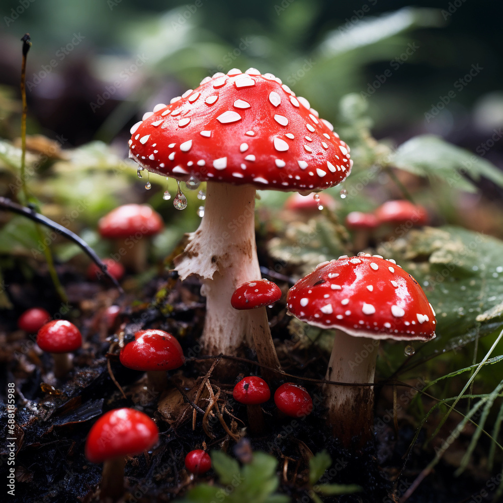 Stylish Representation of Single-Color Mushrooms Stylish Representation of Single-Color Mushrooms