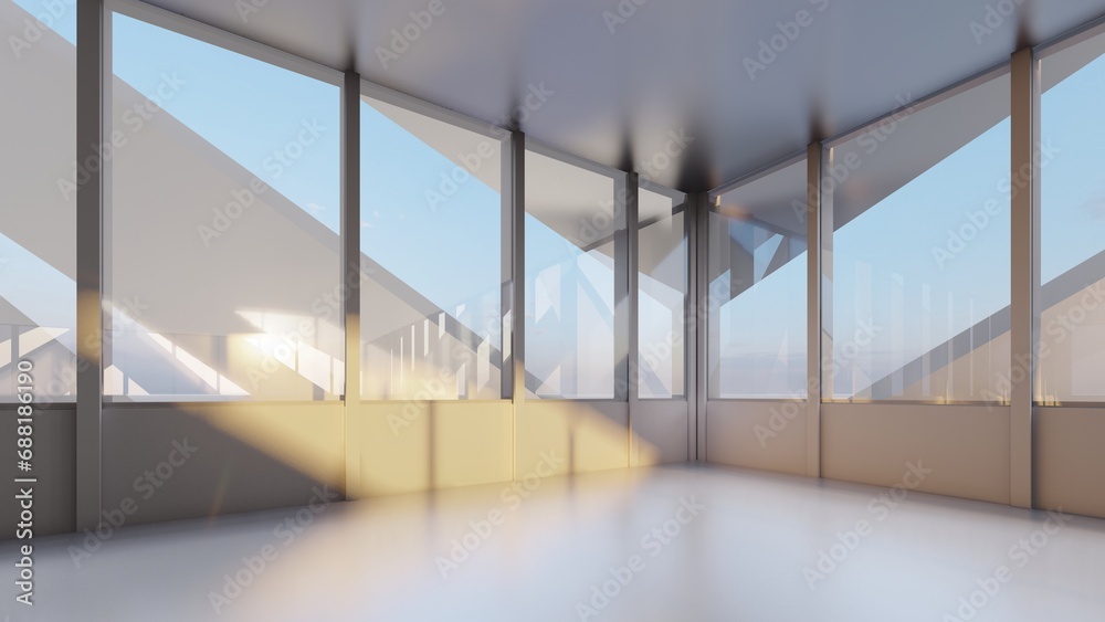 Obraz premium Architecture background geometric arched interior 3d render