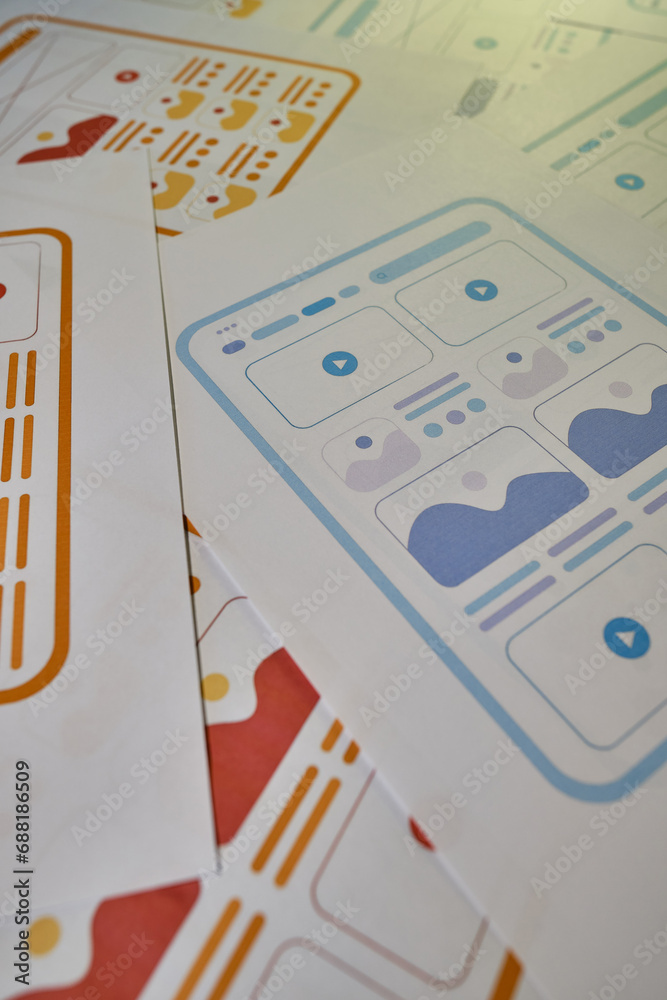 UX website design wireframe. Sketch, prototype, framework, layout ...