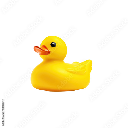Yellow rubber duck isolated isolated on transparent background.